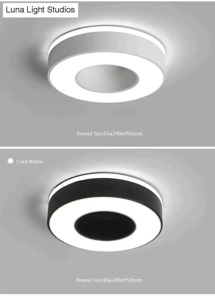 Candelabro LED moderno de 240mm de diámetro para pasillo, dormitorio, candelabro Led cuadrado/redondo/triangular en blanco o negro