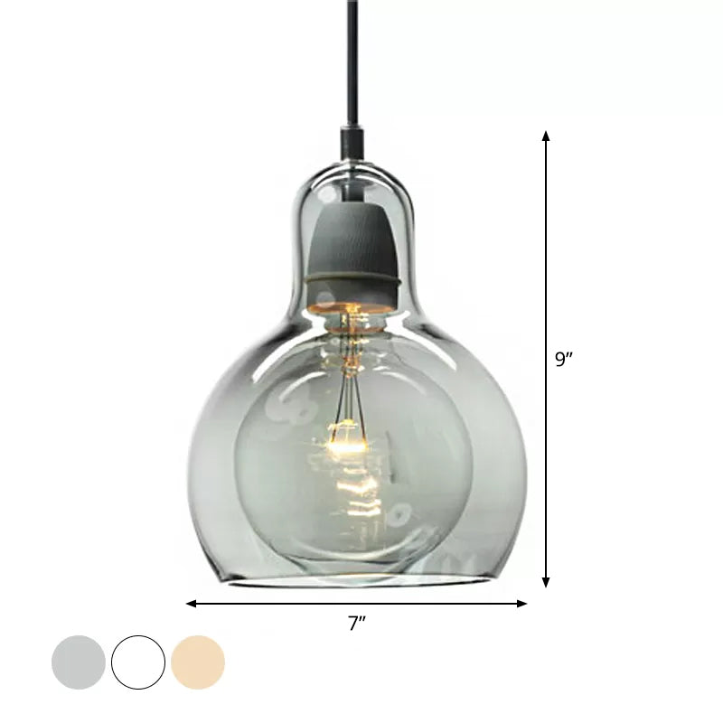 Postmodern Single Kitchen Pendant Lamp with Clear/Smoke Grey/Amber Glass Shade, 7