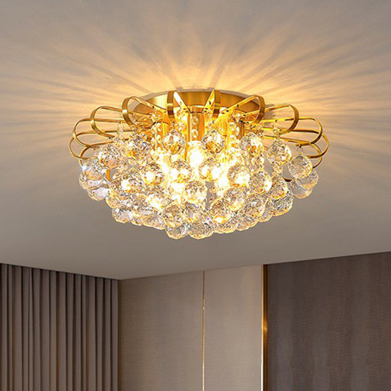 Crystal Bedroom Beauty: postmoderne helder gefacetteerde bolvormige inbouwplafondlamp met bloemmotief