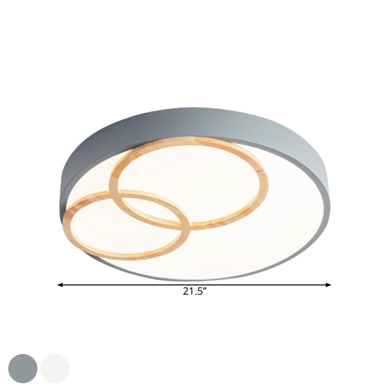 Nordic Flush Ceiling Light | Grey/White Rounded | 14