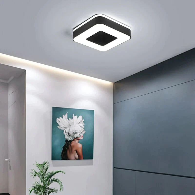Candelabro LED moderno de 240mm de diámetro para pasillo, dormitorio, candelabro Led cuadrado/redondo/triangular en blanco o negro
