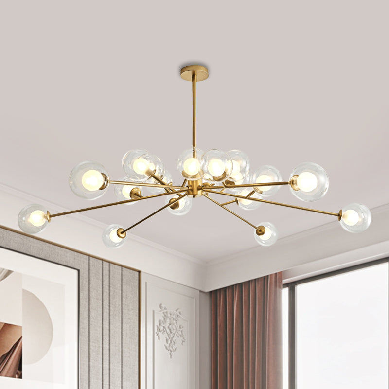 Modern Large Chandelier: 15/18 Lights, Restaurant Hotel Branch, Metal, Black/Gold Hanging Lamp