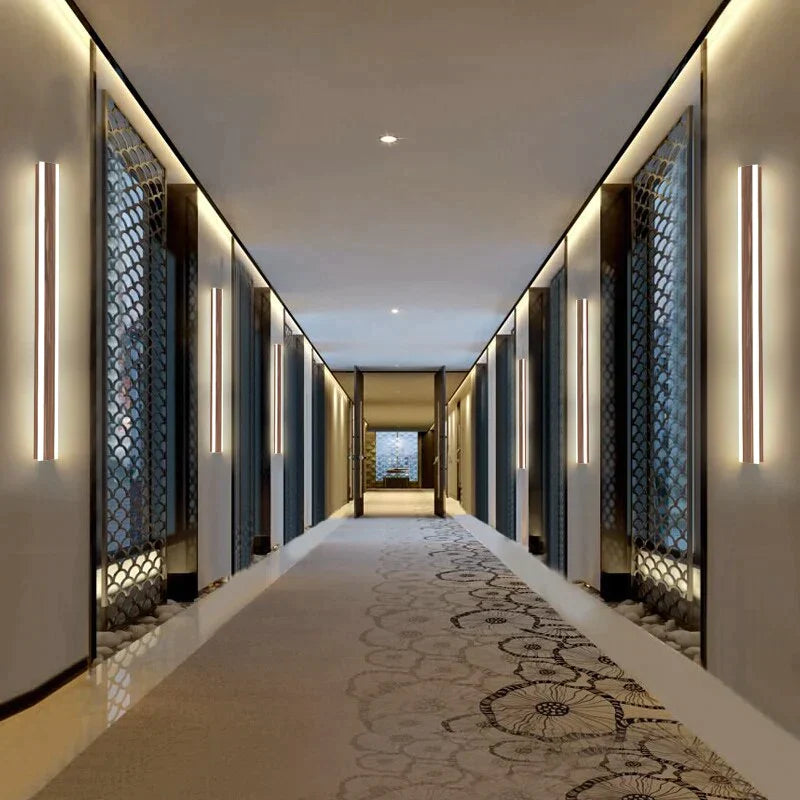 Nuova lampada da parete per esterni cinese Impermeabile in acciaio inossidabile lungo LED imitazione marmo Lampada da parete per hotel villa da giardino