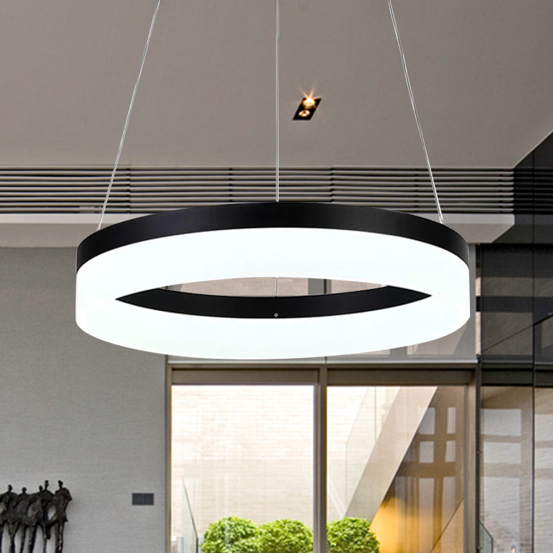 Modern Round LED Chandelier Pendant - Acrylic 1/2/3-Light Ceiling Light Fixture in Black/White/Gold - Warm/White Light
