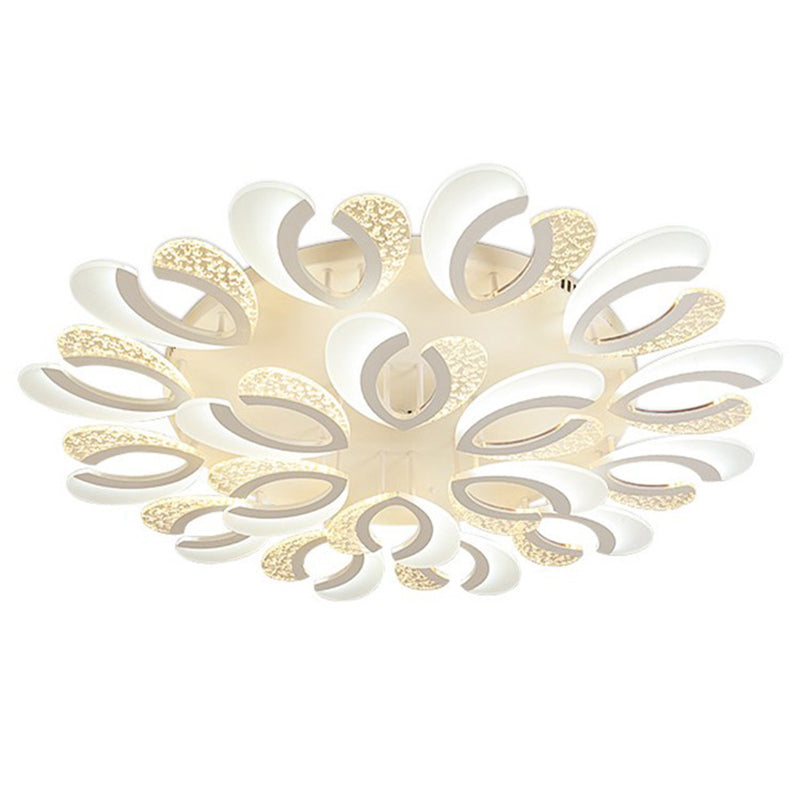 Minimalistische weiße Blumen-LED-Acryl-Unterputzleuchte für die Wohnzimmerdecke