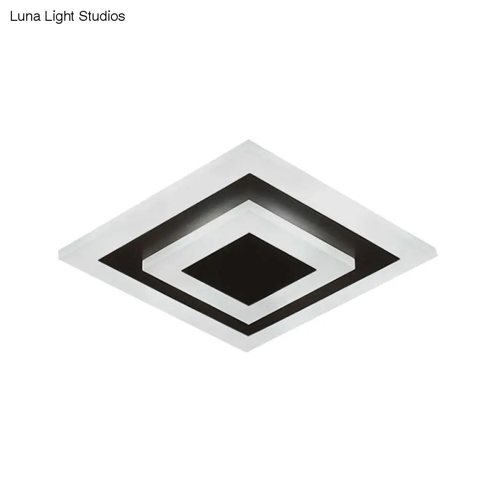 Nowoczesna kwadratowa akrylowa lampa sufitowa LED do montażu podtynkowego - stylowa lampa do korytarzy i kuchni, kawowa i biała