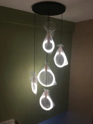 Anillos de acrílico de hierro de madera nórdico LED, lámpara LED DIY, luz LED, luces colgantes, lámpara colgante, luz colgante para vestíbulo de comedor