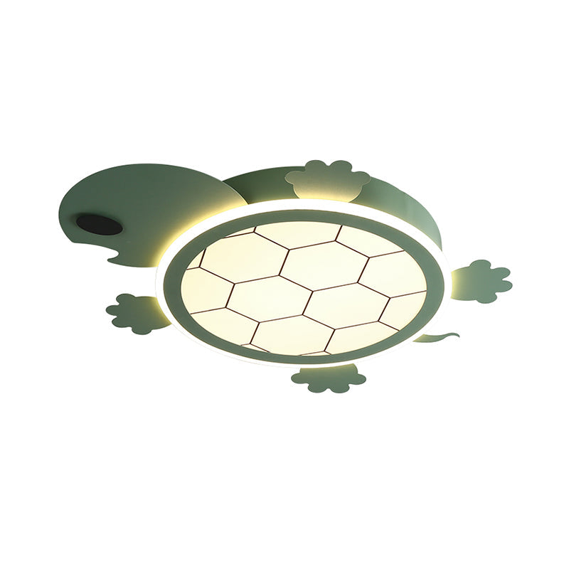 Lámpara empotrada de tortuga acrílica LED verde de dibujos animados para techo de dormitorio de niños