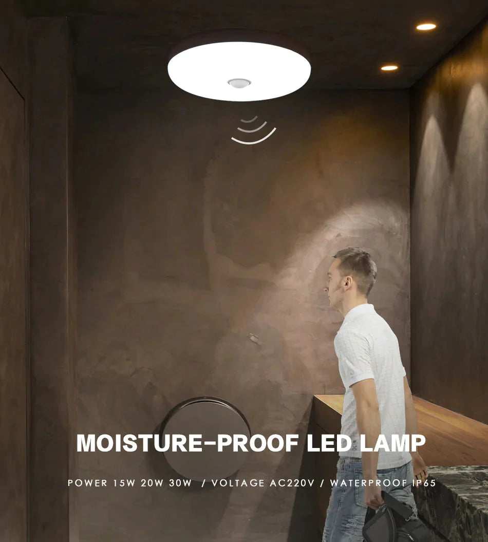 Plafonnier LED avec détecteur de mouvement, 30/36W, montage en Surface PIR, éclairage intérieur, maison, cuisine, balcon, entrée carrée, IP65
