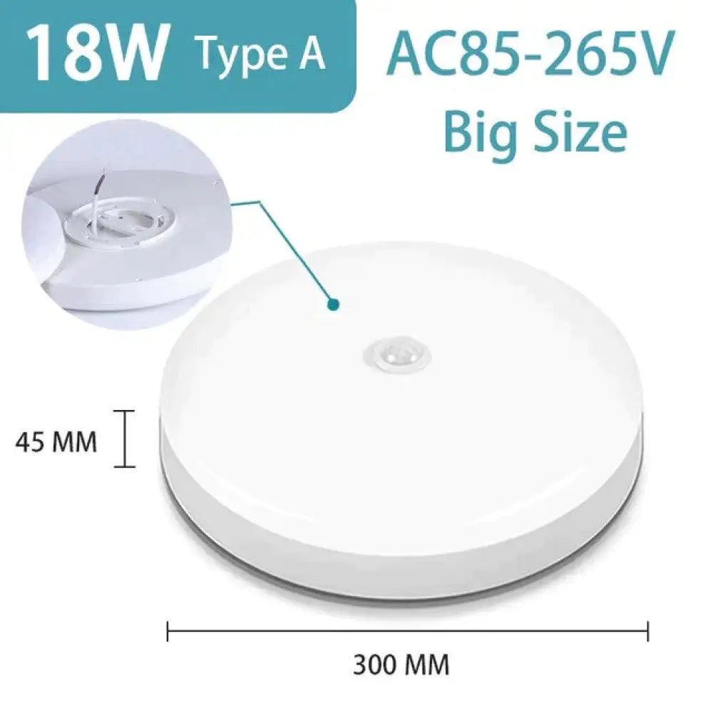 Plafoniere a Led Lampada Sensore di movimento intelligente Luce 12W 15W 18W 20W 30W 40W Lampade da soffitto Apparecchio di illuminazione notturna per la cucina