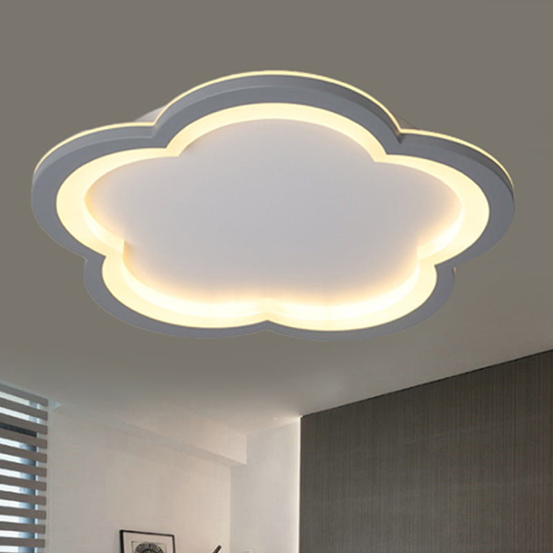 Simplicity LED Ceiling Light Fixture with Acrylic Diffuser- Flower Metal Flush Light in White/Warm Light, 10
