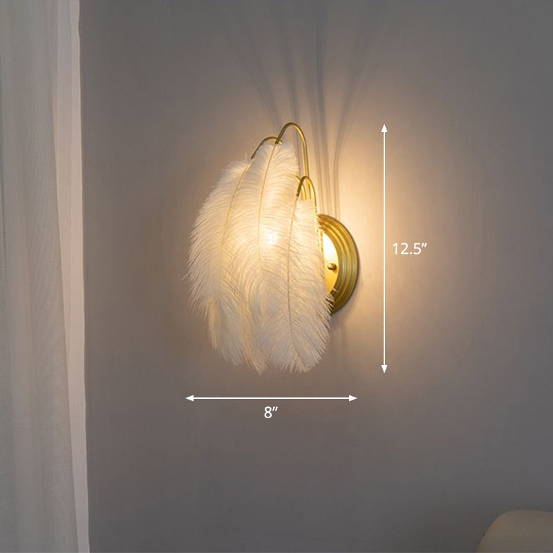 Minimalistische veren wandlamp voor gang - kleine wandkandelaar met 1 licht