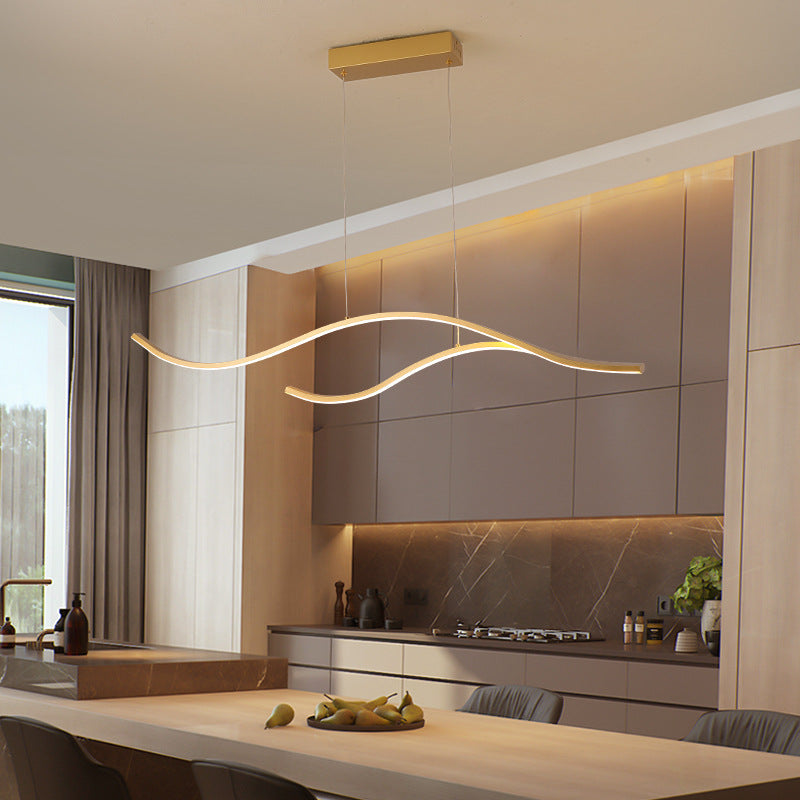 Lampada a sospensione a LED in metallo per cucina aperta: apparecchio di illuminazione a isola elegante e semplice