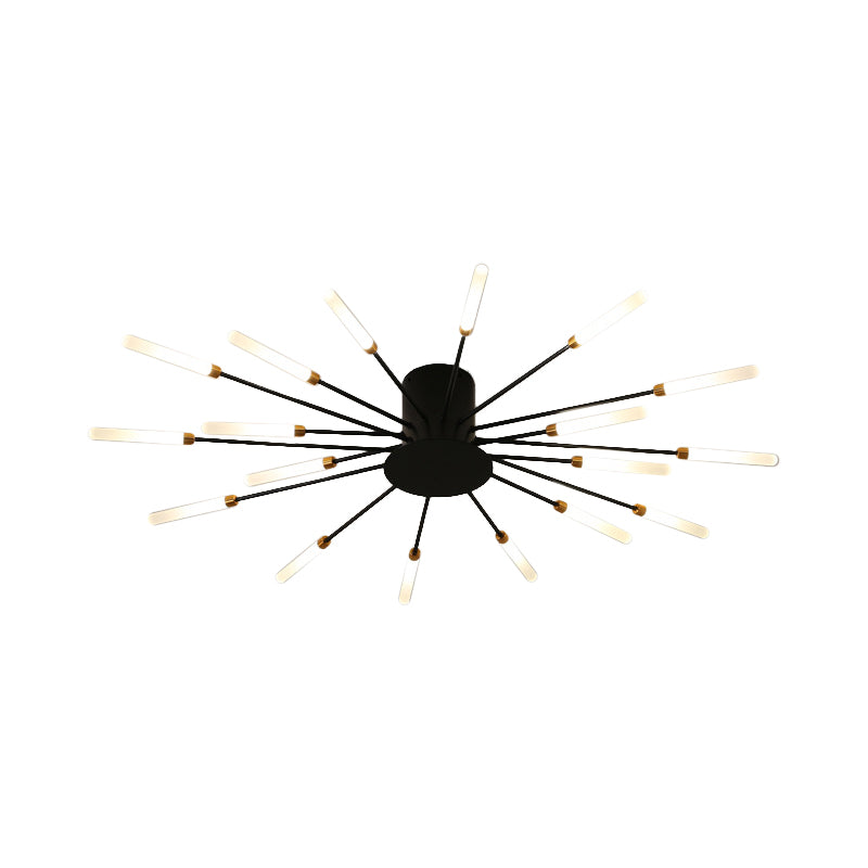 Lámpara de techo contemporánea negra/dorada con LED acrílico para dormitorio - Montaje semiempotrado (12/18/28 luces)
