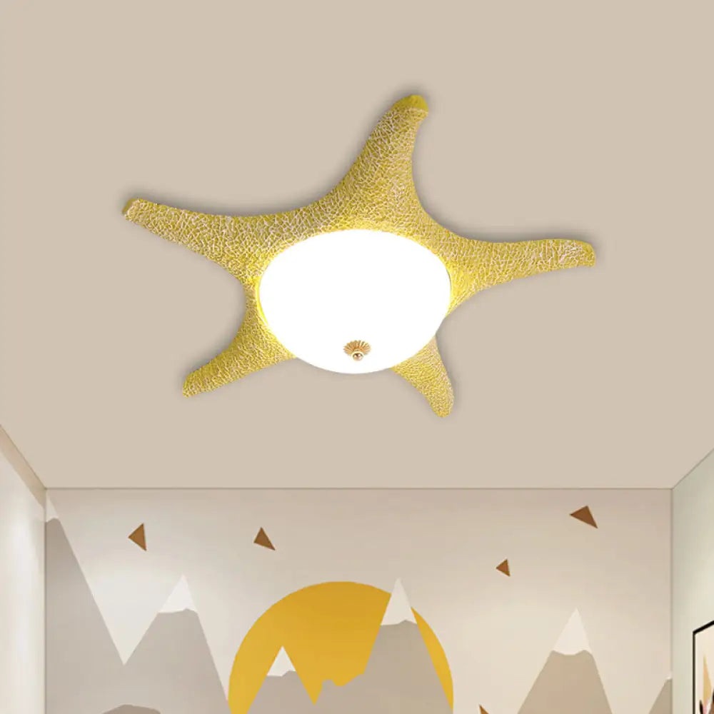 Noche estrellada en tu habitación - Luminaria empotrada LED de estrella de mar de resina para niños en alegre rosa, amarillo y azul con luz blanca/cálida