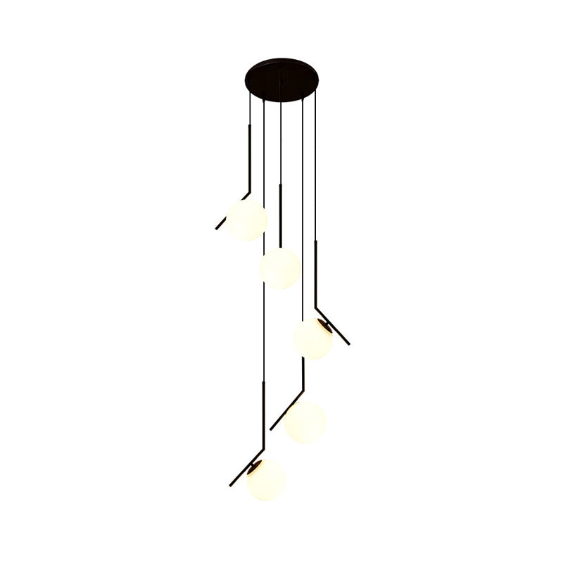 Lampadario multiluce Black Globe Lampadario semplice in vetro per scale