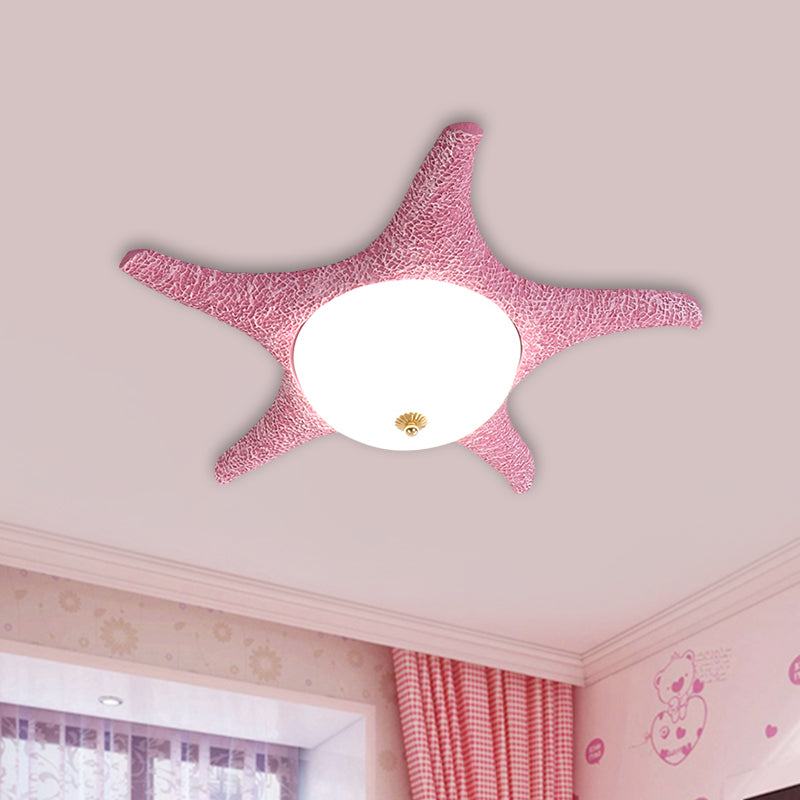 Noche estrellada en tu habitación - Luminaria empotrada LED de estrella de mar de resina para niños en alegre rosa, amarillo y azul con luz blanca/cálida