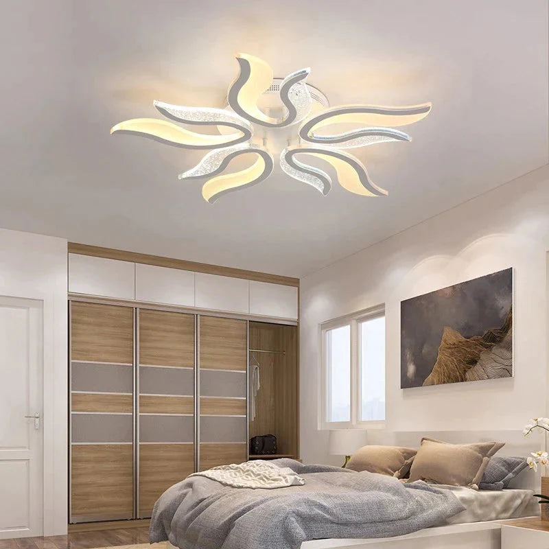 Lámpara de araña de techo Led acrílica, moderna, color blanco, para sala de estar, dormitorio, iluminación led