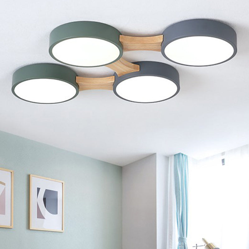 Minimalistyczna oprawa sufitowa LED - drewniana do montażu podtynkowego do sypialni i jadalni