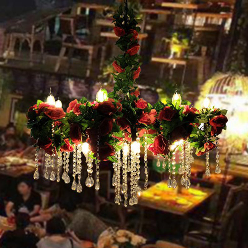 Botanic Green Metal Ceiling Chandelier - Loft Style Hanging Light for Artificial Botanic Restaurant