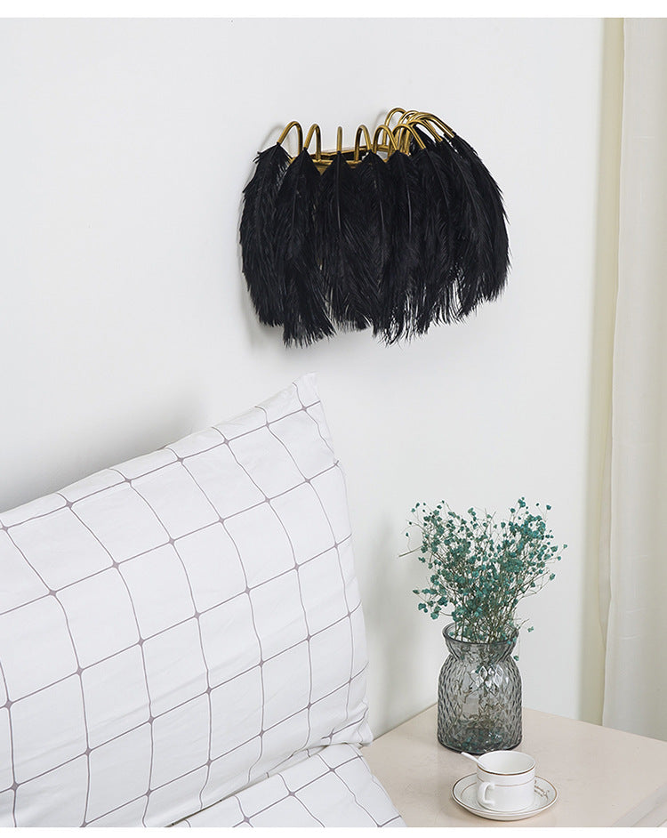 Applique da parete in piuma nordica per illuminazione ambientale della camera da letto