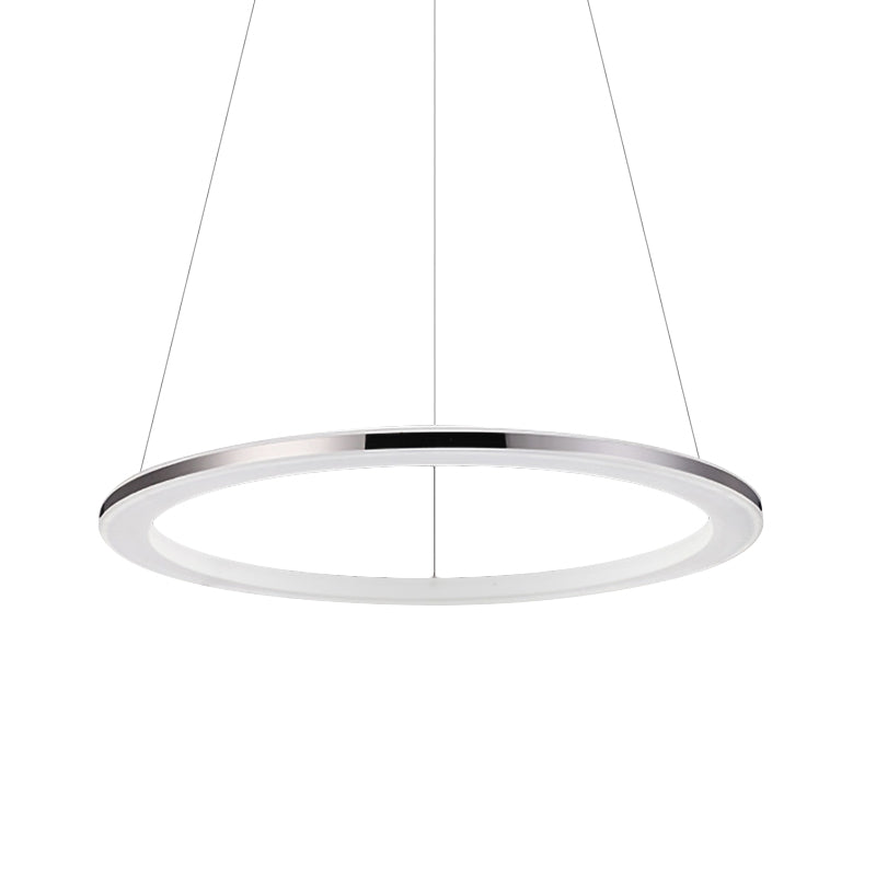 Contemporary LED Acrylic Round Ceiling Pendant Chandelier - 1/2/3-Head Silver - Warm/White Light