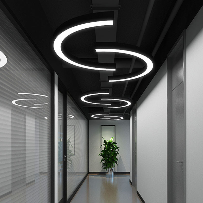 Lampada a sospensione da palestra a forma di arco Lampada da soffitto a sospensione a LED contemporanea in metallo in nero
