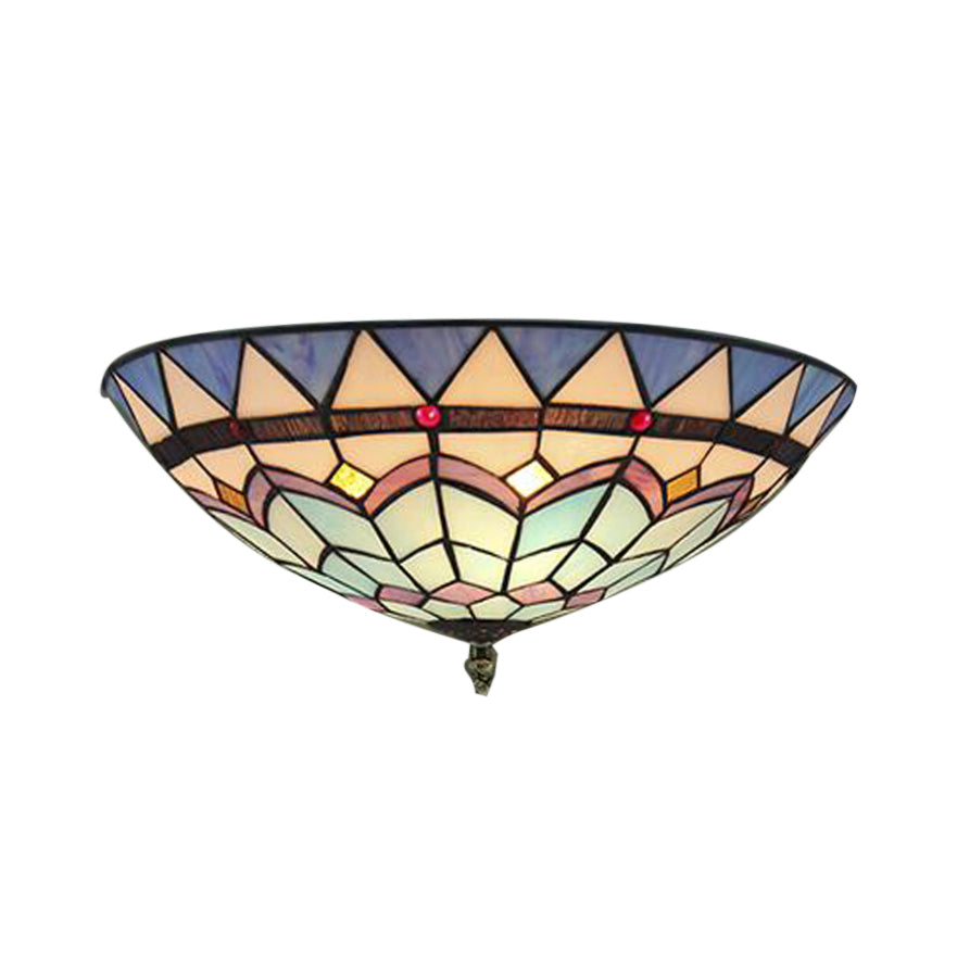 Lámpara de techo con vidrieras de estilo barroco - Montaje empotrado para dormitorio con decoración de joyas y pantalla tipo cuenco