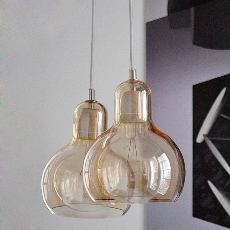 Postmodern Single Kitchen Pendant Lamp with Clear/Smoke Grey/Amber Glass Shade, 7
