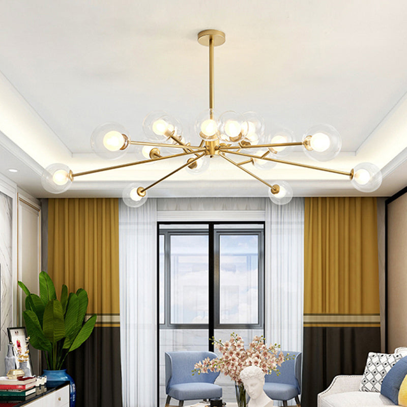 Modern Large Chandelier: 15/18 Lights, Restaurant Hotel Branch, Metal, Black/Gold Hanging Lamp