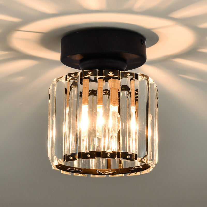Plafoniera da incasso geometrica nera contemporanea con cristallo a tre prismi - Illuminazione per corridoio a 1 luce