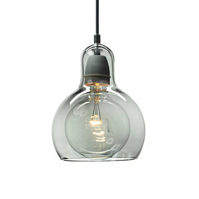 Postmodern Single Kitchen Pendant Lamp with Clear/Smoke Grey/Amber Glass Shade, 7
