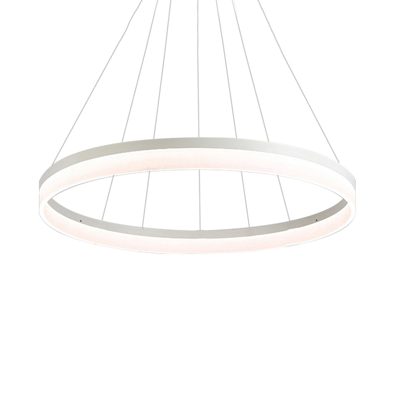 Modern Round LED Chandelier Pendant - Acrylic 1/2/3-Light Ceiling Light Fixture in Black/White/Gold - Warm/White Light