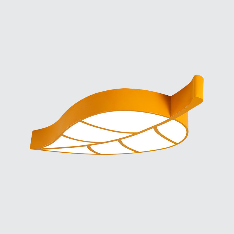 Leaf-Shaped Flush Mount Acrylic LED Ceiling Lamp for Kids' Bedroom in Red/Yellow/Blue