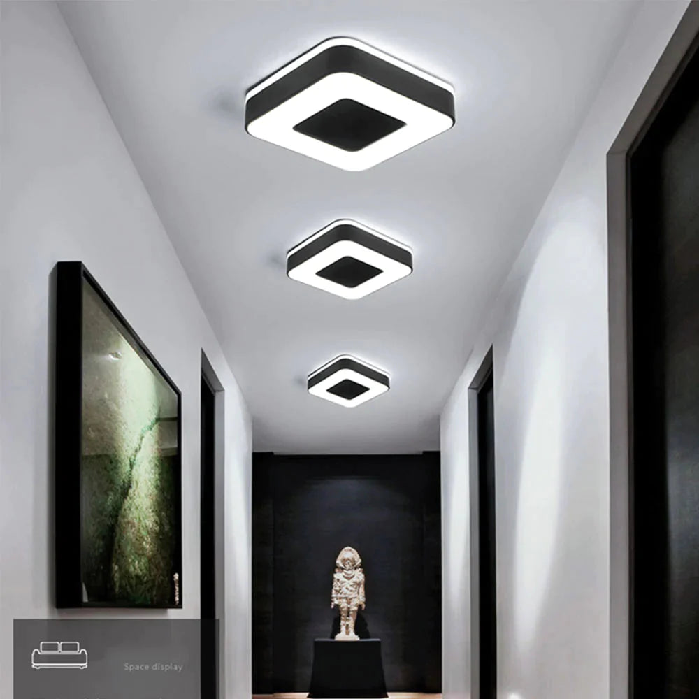 Candelabro LED moderno de 240mm de diámetro para pasillo, dormitorio, candelabro Led cuadrado/redondo/triangular en blanco o negro