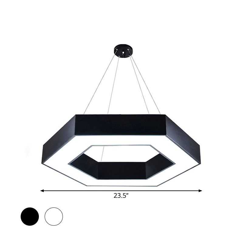 Nowoczesna akrylowa sześciokątna lampa wisząca w kolorze czarno-białym do biura