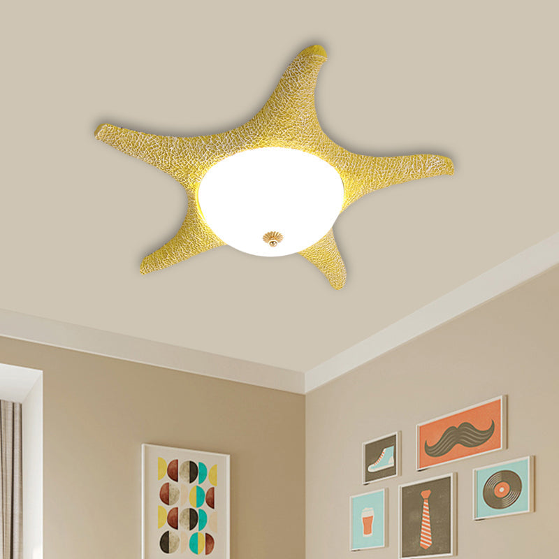 Noche estrellada en tu habitación - Luminaria empotrada LED de estrella de mar de resina para niños en alegre rosa, amarillo y azul con luz blanca/cálida