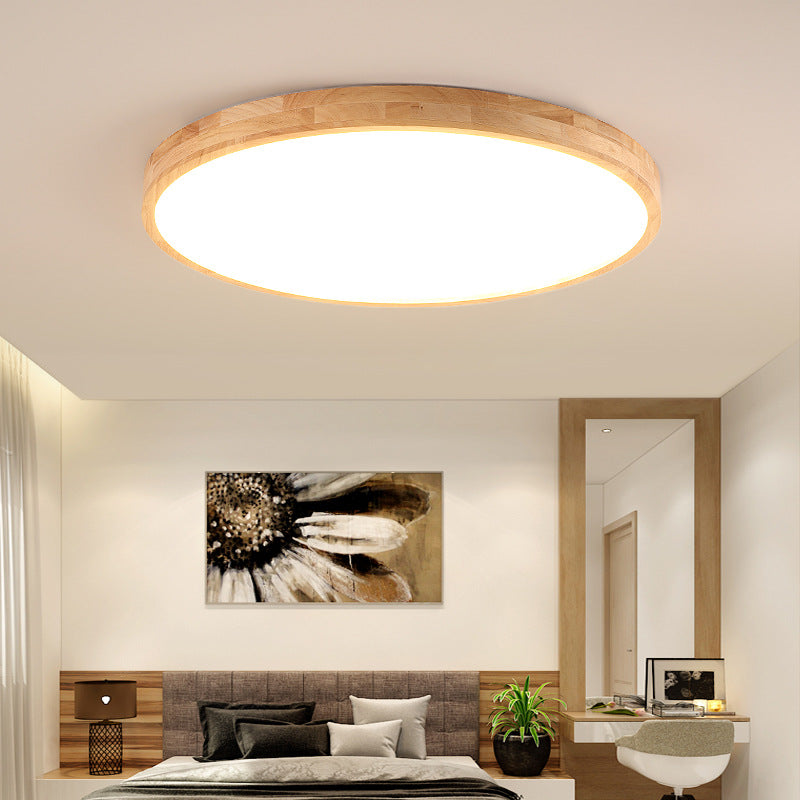 Nordic LED Drewniana lampa do montażu podtynkowego do przedpokoju