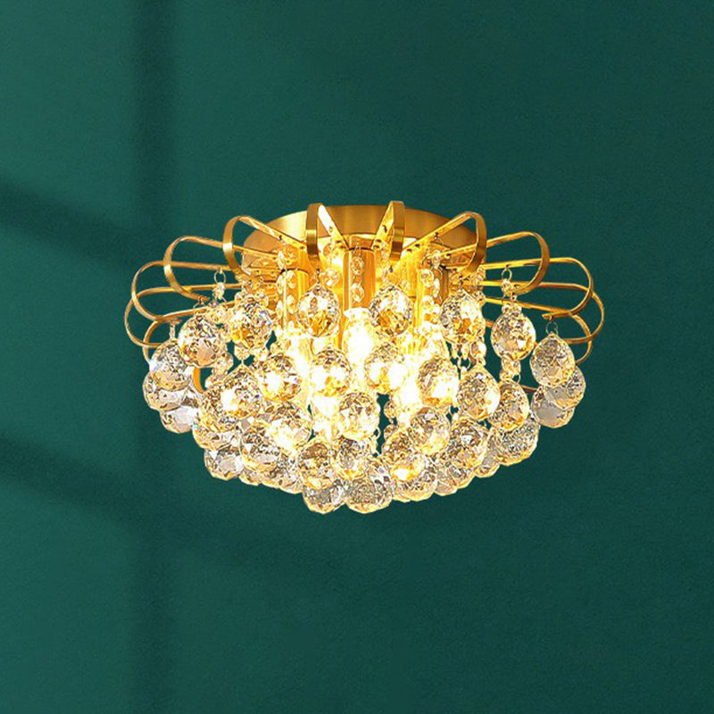 Crystal Bedroom Beauty: postmoderne helder gefacetteerde bolvormige inbouwplafondlamp met bloemmotief