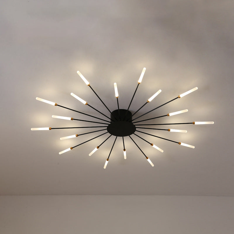 Lámpara de techo contemporánea negra/dorada con LED acrílico para dormitorio - Montaje semiempotrado (12/18/28 luces)