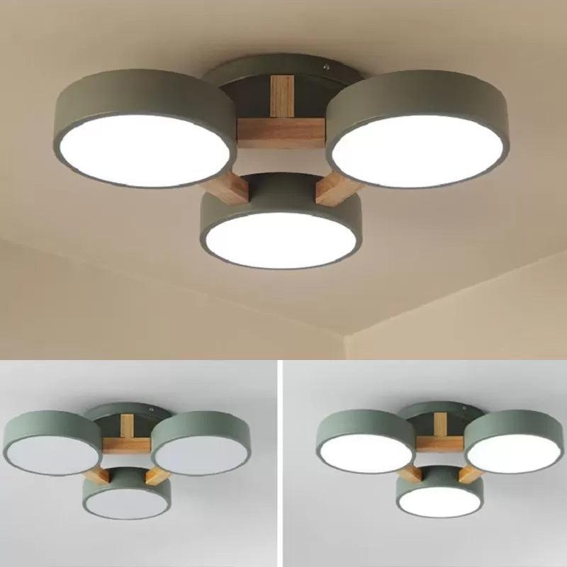 Lampa sufitowa Macaron Loft do montażu półpodtynkowego – metalowa oprawa bębnowa z 3 głowicami do salonów