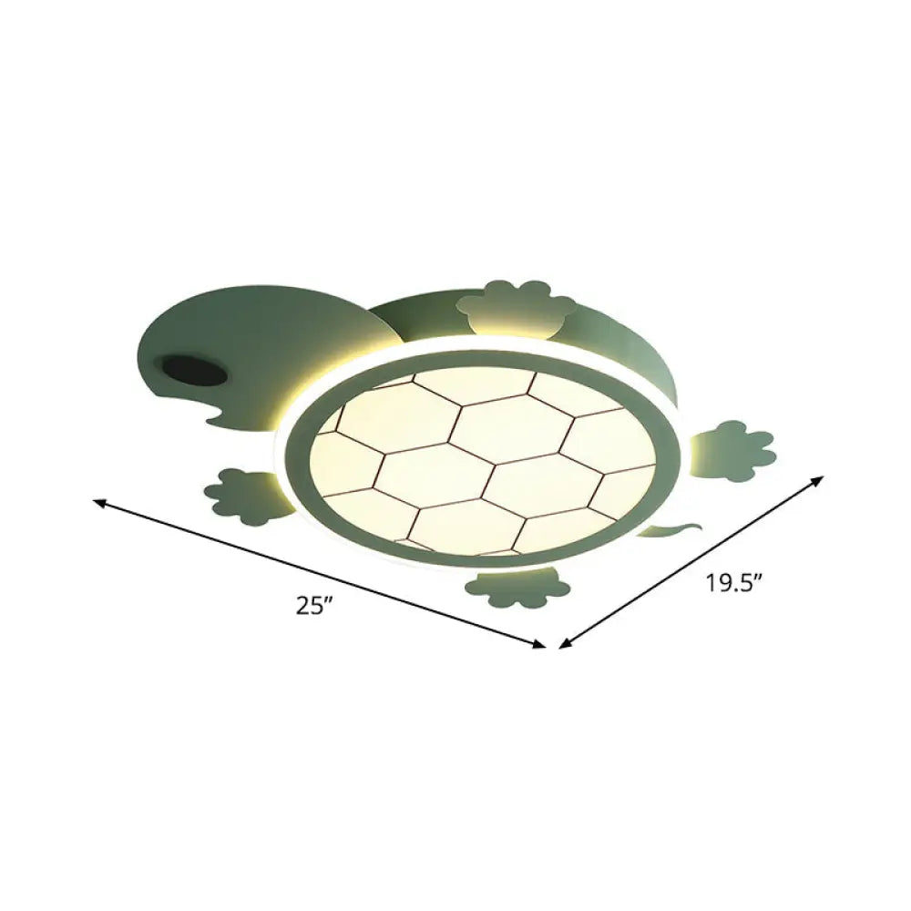 Lámpara empotrada de tortuga acrílica LED verde de dibujos animados para techo de dormitorio de niños