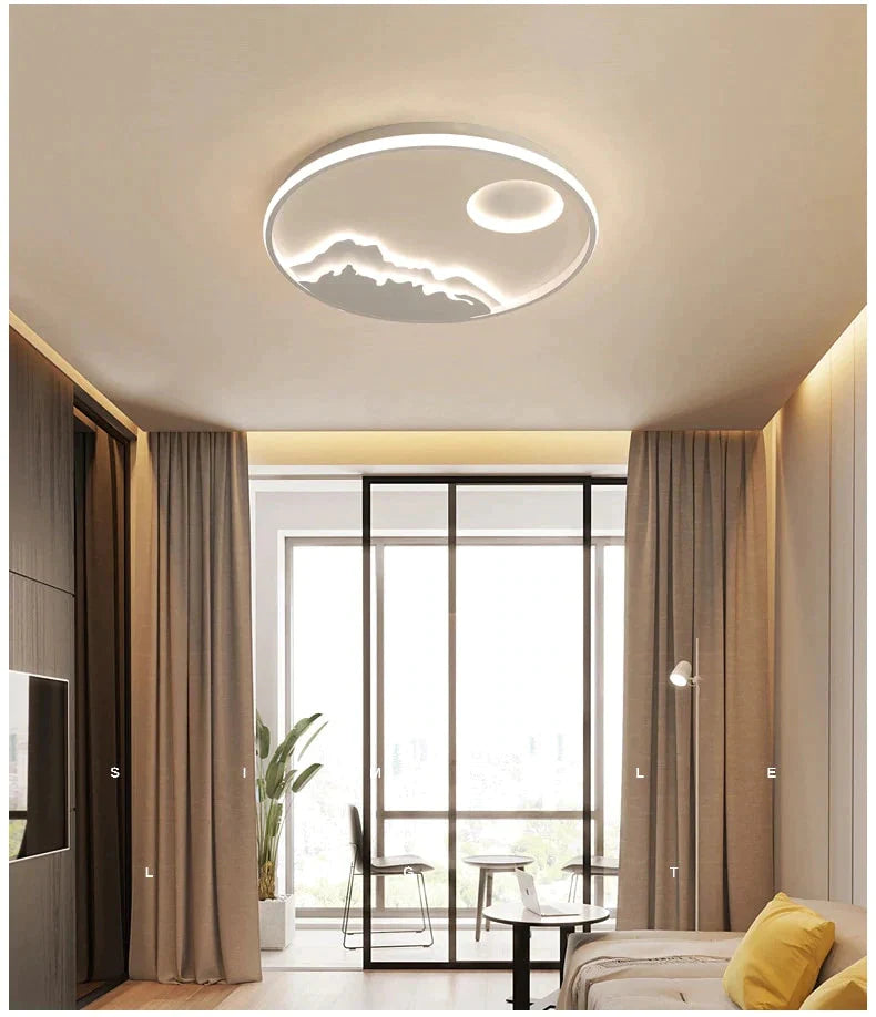 LED-Deckenleuchte, modernes Natur-Sonnenaufgang-Design, für Wohnzimmer, Schlafzimmer, Küche, Esszimmer, Beleuchtungskörper ICFW1910