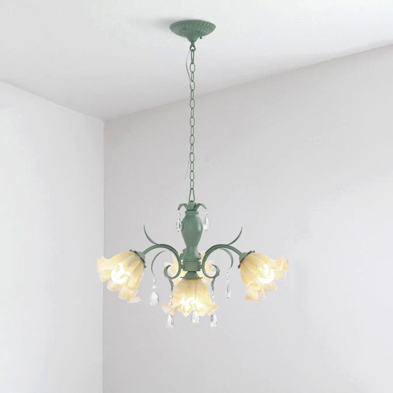 Ruffle Frost Glass Chandelier - Korean Garden Dining Room Pendant Light