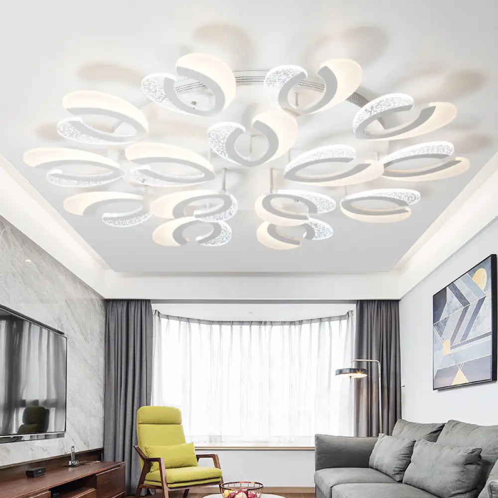 Minimalistische weiße Blumen-LED-Acryl-Unterputzleuchte für die Wohnzimmerdecke