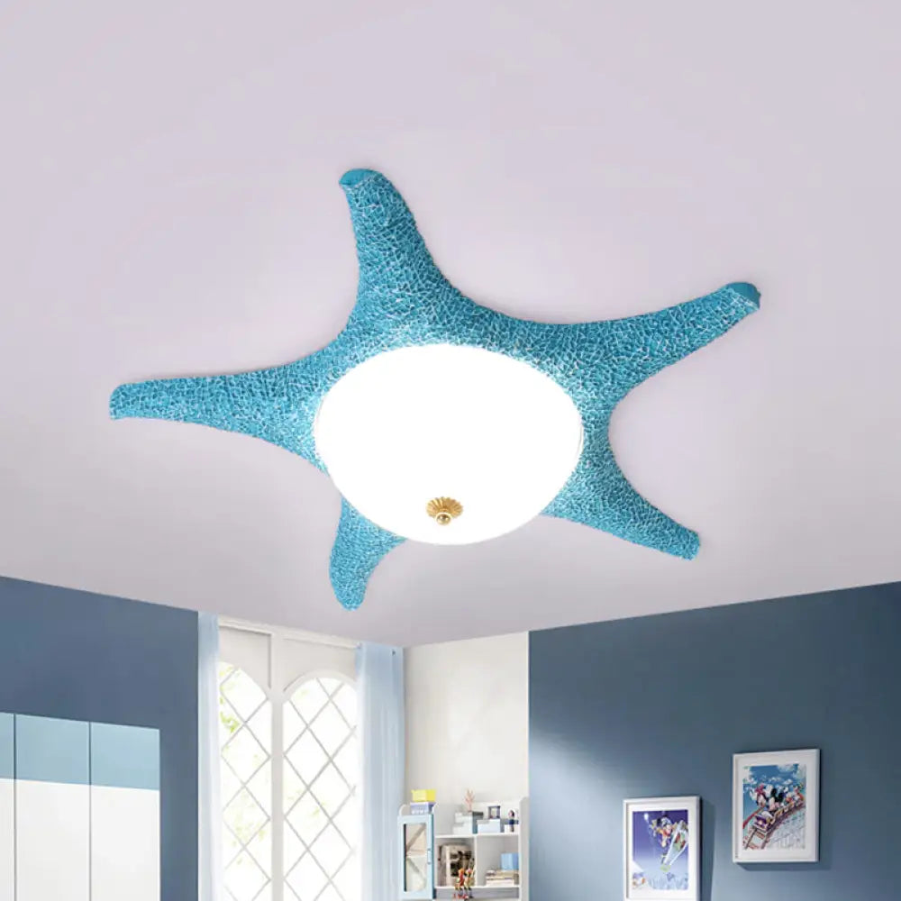 Noche estrellada en tu habitación - Luminaria empotrada LED de estrella de mar de resina para niños en alegre rosa, amarillo y azul con luz blanca/cálida