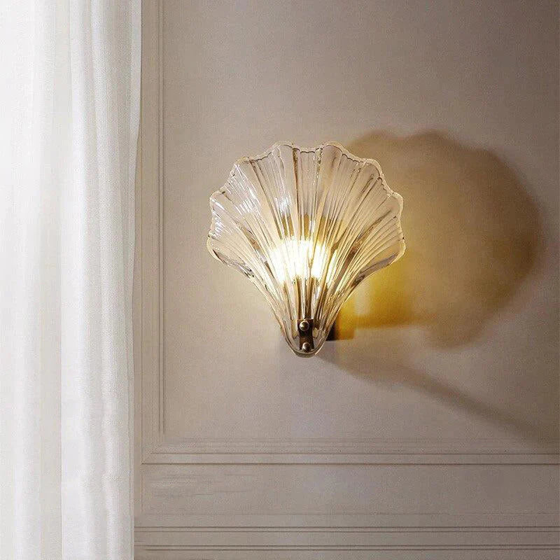 Shell Wandleuchte Postmodern Luxus Schlafzimmer Nachttisch Wohnzimmer Wand TV Hintergrund Einfache kreative Persönlichkeit Kupfer Wandleuchte