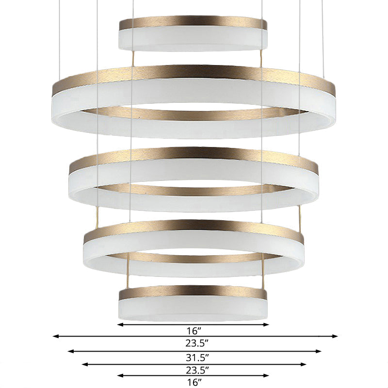Modern Round LED Chandelier Pendant - Acrylic 1/2/3-Light Ceiling Light Fixture in Black/White/Gold - Warm/White Light