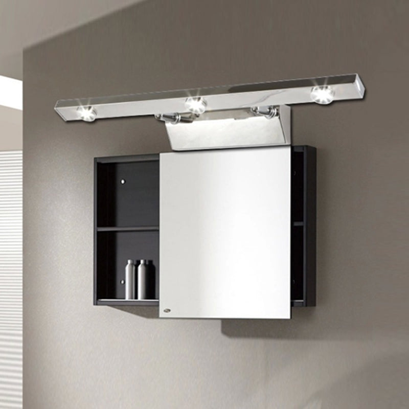 Lámpara LED para tocador de baño con pantalla de acero inoxidable - Luminaria de pared cromada, luz blanca cálida