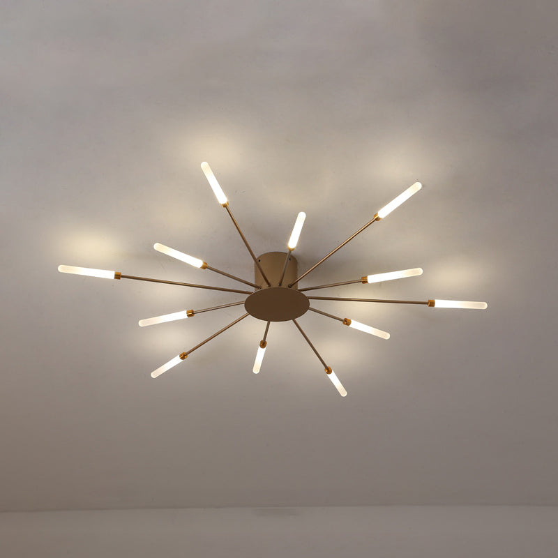 Lámpara de techo contemporánea negra/dorada con LED acrílico para dormitorio - Montaje semiempotrado (12/18/28 luces)